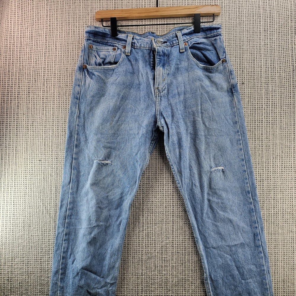 Levis 512 Jeans Mens 30x30 Light Wash Blue Slim Taper Denim Distressed 5 Pocket‎